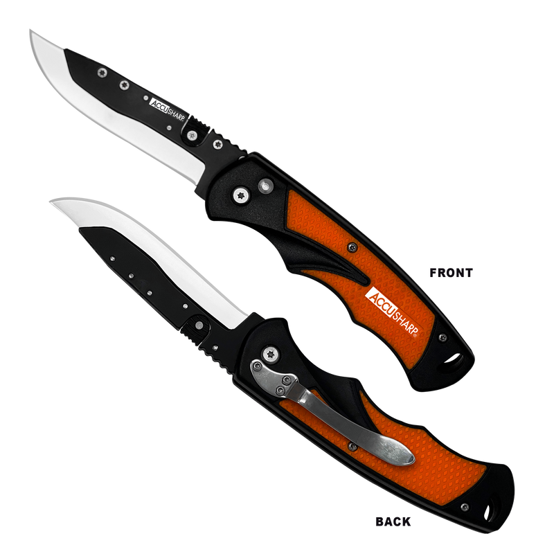 AccuSharp Razor Knife Folding Replaceable Blade, Blaze Orange - 741C