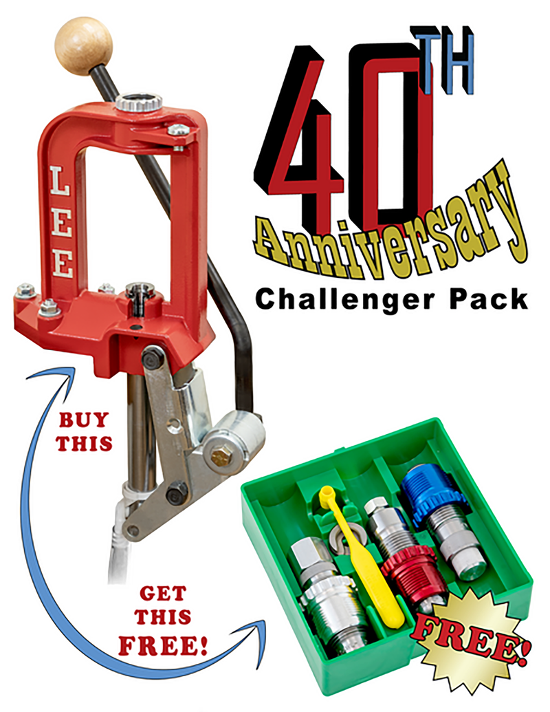 Lee Precision Challenger III Single Stage Reloading Press 40th Anniversary with Breech Lock 3-Die Set - 92130