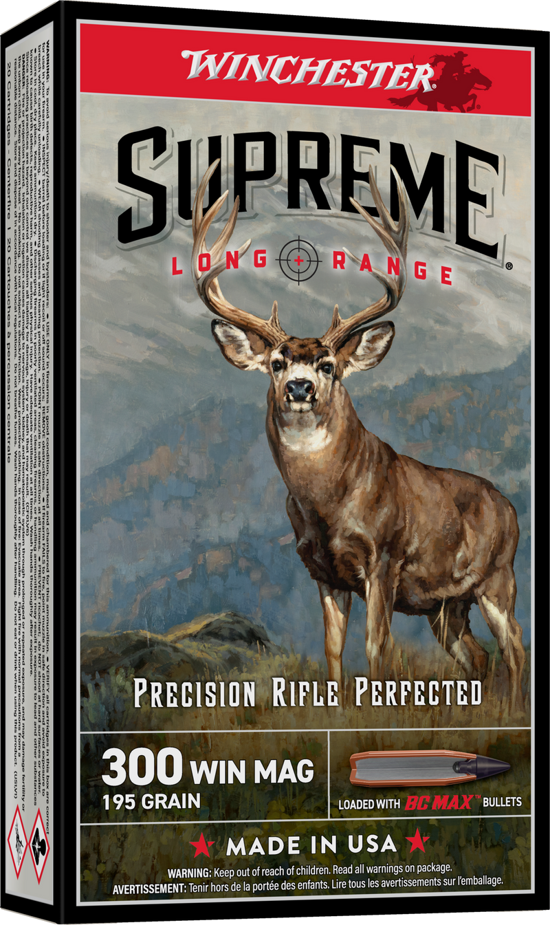 Winchester Supreme Long Range 300 Win Mag 195gr BC Max Rifle Ammunition - S300BC