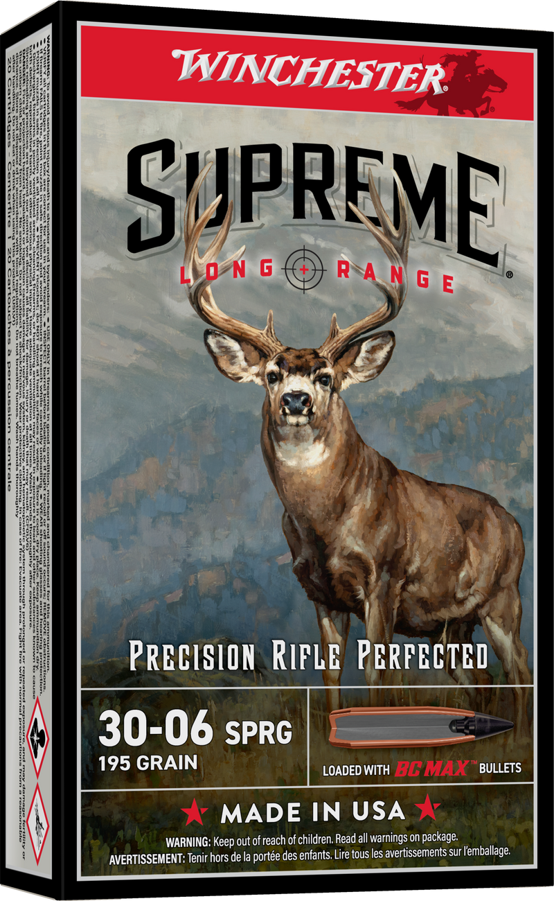 Winchester Supreme Long Range .30-06 Springfield 195gr BC Max Rifle Ammo, 20 Rounds - S3006BC