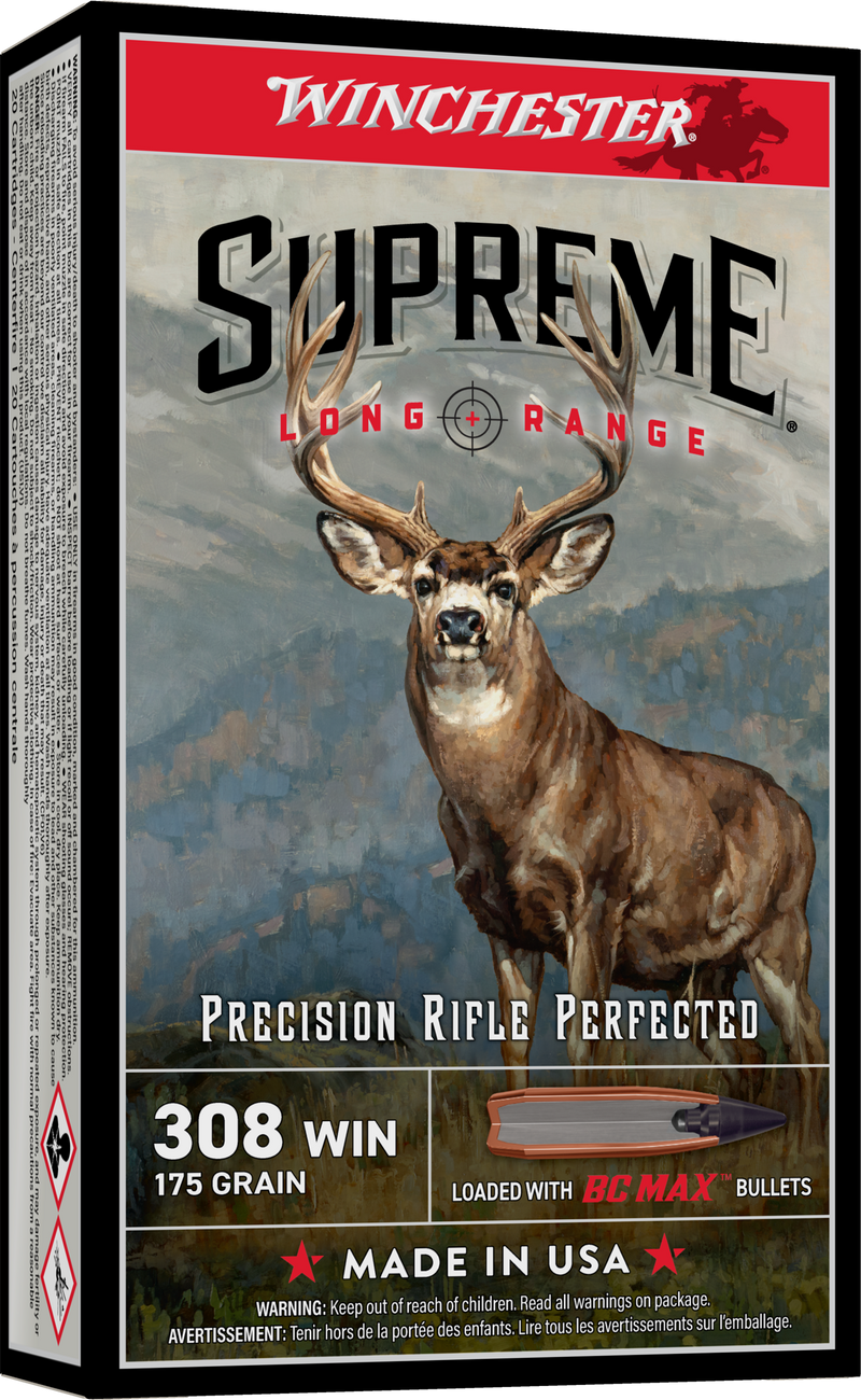 Winchester Supreme Long Range 308 Winchester 175gr BC Max Rifle Ammo, 20rd - S308BC