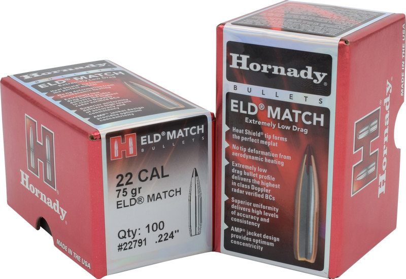 Hornady ELD Match 22 Caliber .224 75 Grain Reloading Bullets - 22791