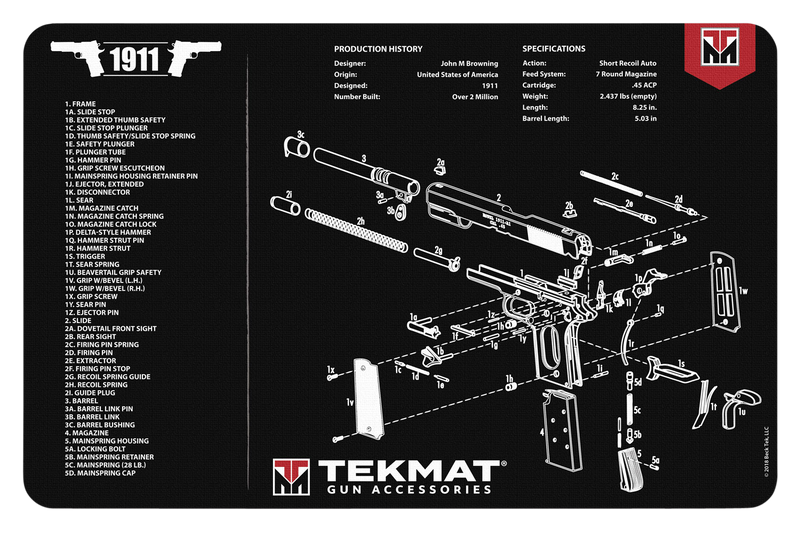 TekMat 1911 Gun Cleaning Mat, Black - TEKR171911