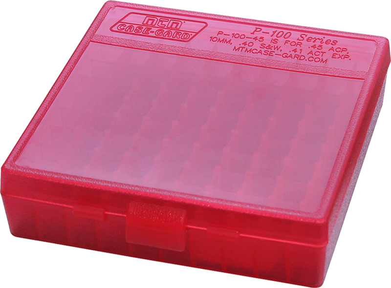 MTM Case-Gard Flip-Top Ammo Box 9mm Luger/.380 ACP 100 Round Clear Red - P100929