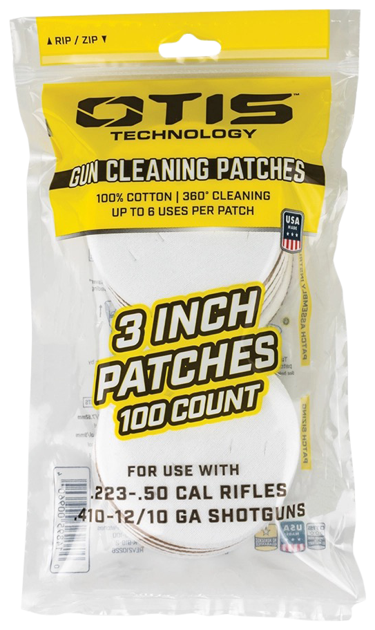 Otis All Caliber Cleaning Patches 3" Cotton 100 Pack - FG919100