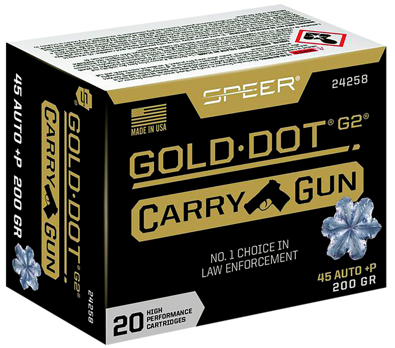 Speer Gold Dot Carry Gun .45 ACP +P 200gr Hollow Point Handgun Ammunition - 24258