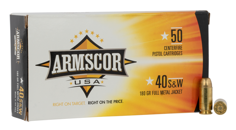 Armscor 40 S&W 180gr Full Metal Jacket Handgun Ammo, 50/Box - FAC402N