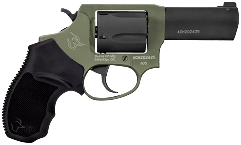 Taurus 605 Defender 357 Magnum/38 Special +P 3" 5rd Revolver, Black/Sniper Green - 2-60531F