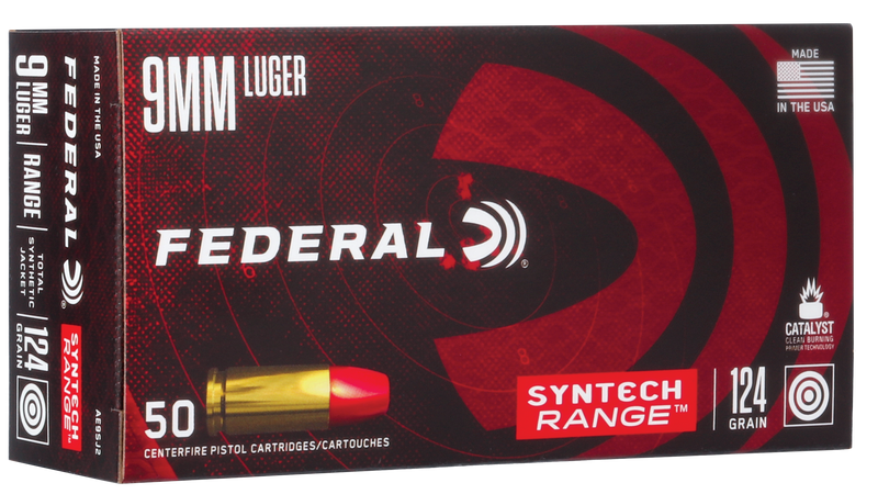 Federal American Eagle Syntech 9mm Luger 124gr TSJ 50rd Box - AE9SJ2
