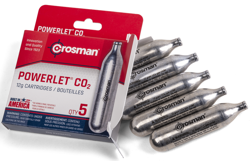 Crosman Powerlet CO2 12 Gram Cartridges 5 Pack, Silver - 231B