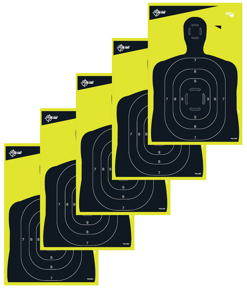 EZ-Aim Splash Reactive Silhouette Paper Target 12" x 18" Black/Yellow 5 Pack - 15330
