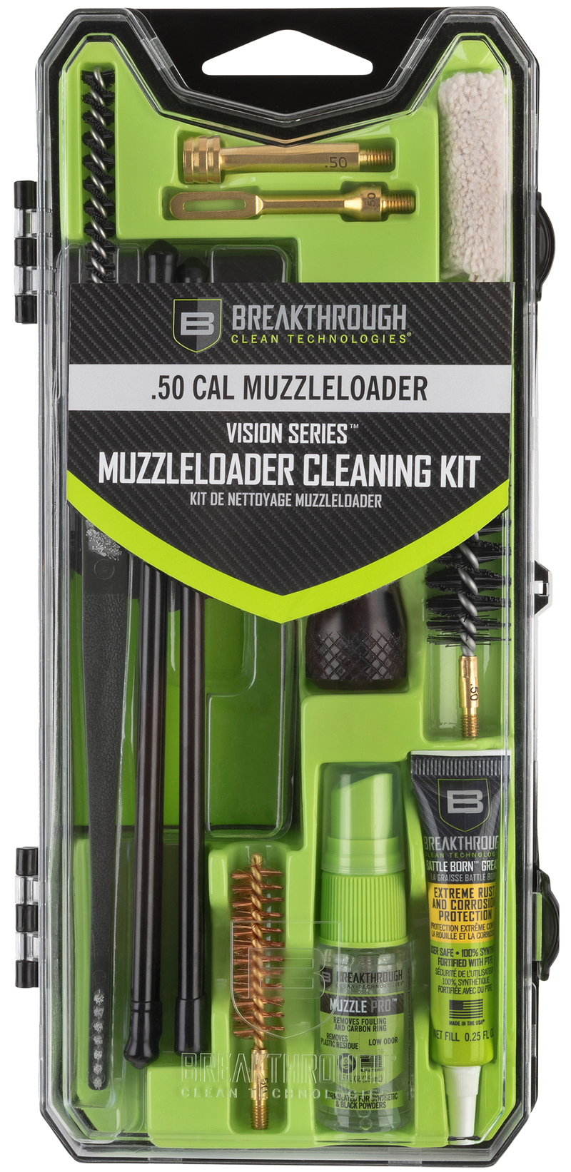 Breakthrough Clean Vision Series Muzzleloader Premium Cleaning Kit .50 Cal Multi-Color - BTCCCMZ