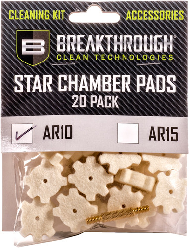 Breakthrough Clean AR-10 Star Chamber Pad 20 Pack with 8-32 Adapter - BT-AR10SCP-20PK