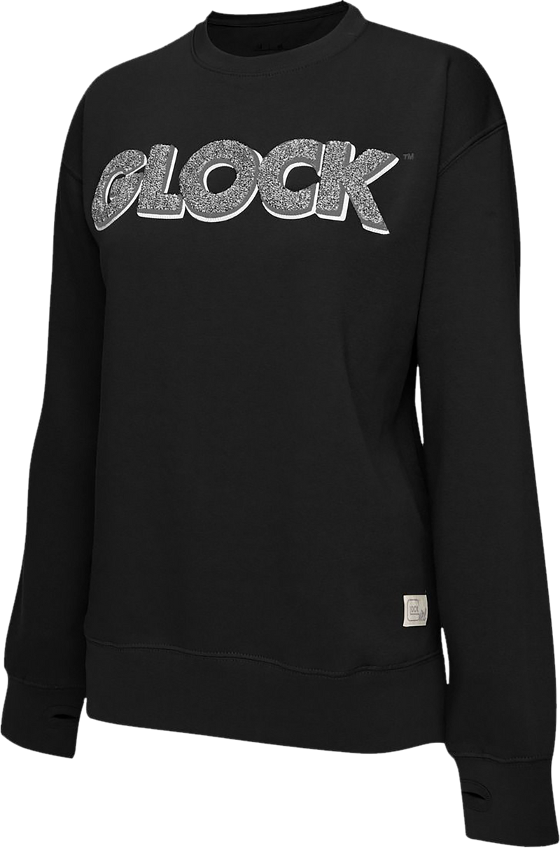 Glock Women's Retro Fleece Crewneck Raglan Long Sleeve Shirt, Black - AP96259