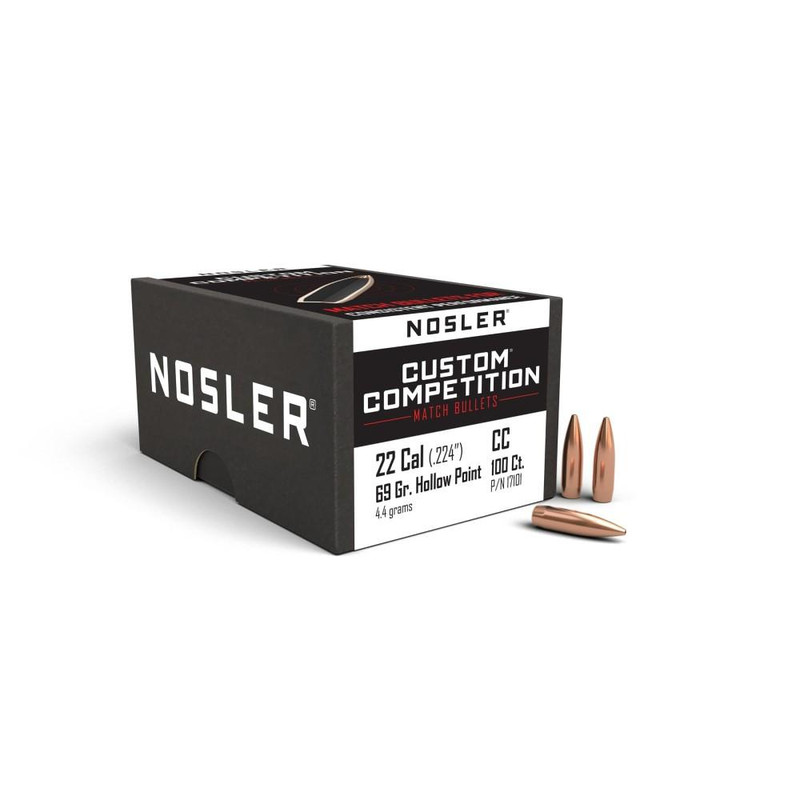 Nosler Custom Competition .22 Cal 69 Gr HP-BT Reloading Bullets 100 ct - NOS 17101