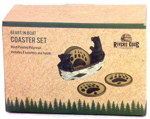 Rivers Edge Bears in a Boat Coaster Set 4 Piece - 2040