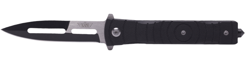 Uzi Accessories Mossad III 3.50" Folding Spear Point Knife Black/Silver - UZKFDR014