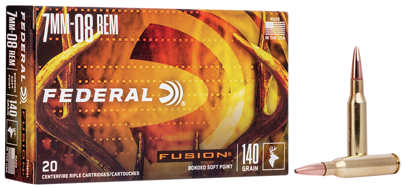 Federal Fusion 7mm-08 Rem 140gr Bonded Soft Point Rifle Ammunition, 20rd - F708FS1