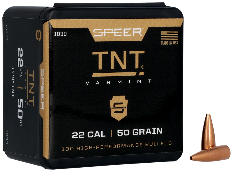 Speer TNT .22 Caliber 50gr Jacketed Hollow Point Rifle Bullets - 1030