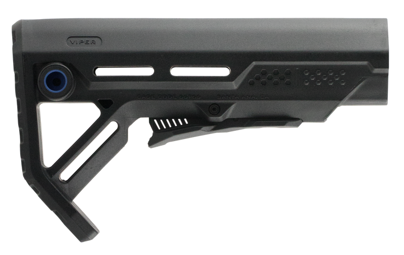 Strike Industries MOD1 Mil-Spec Buttstock, Black with Blue Accent - STRIKEESMOD1BKBLU