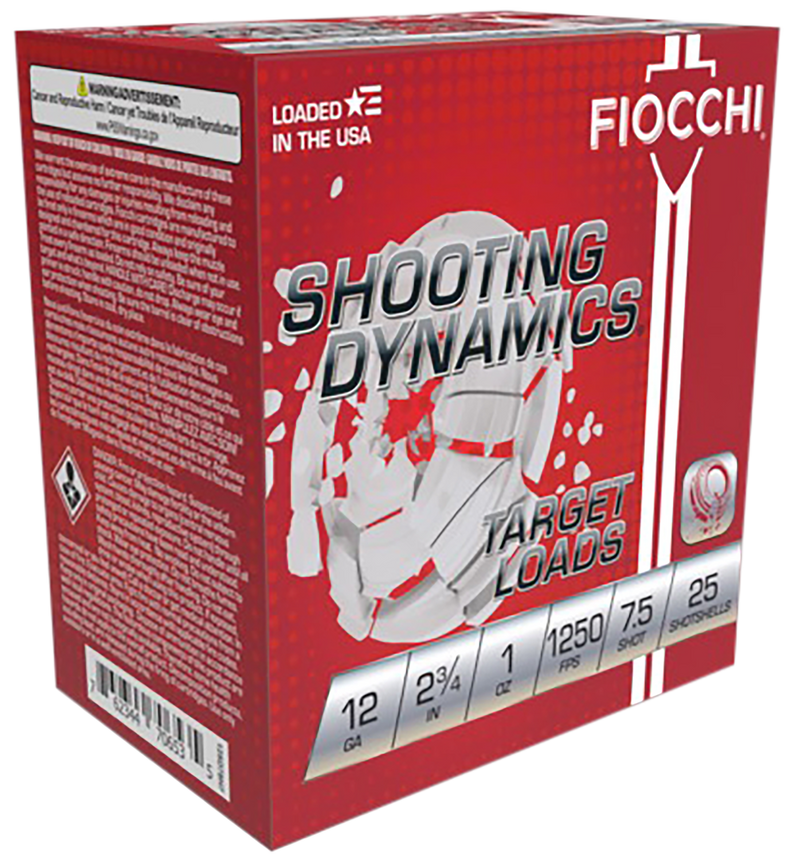 Fiocchi Shooting Dynamics Plastic 12 Gauge 1oz #7.5 Shot 25 Round Box - 12SD1X75
