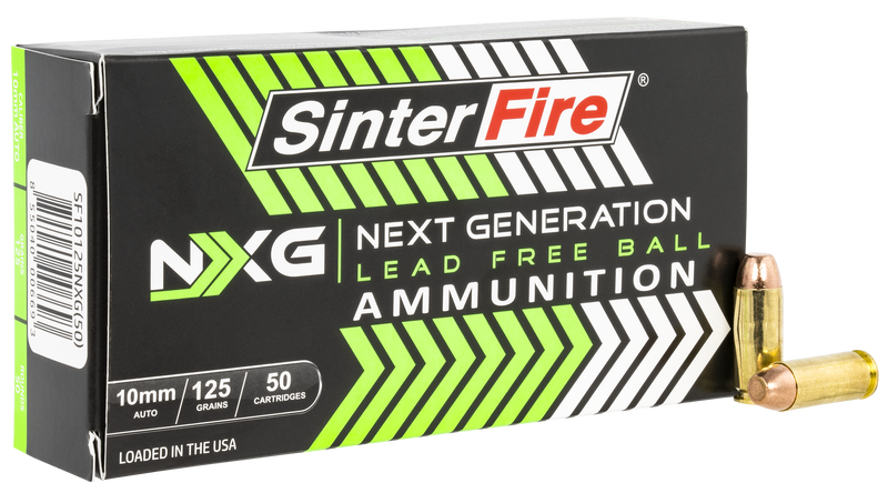 SinterFire Inc Next Generation (NXG) 10mm Auto 125gr Lead Free Ball Handgun Ammo, 50 Per Box - SF10125NXG