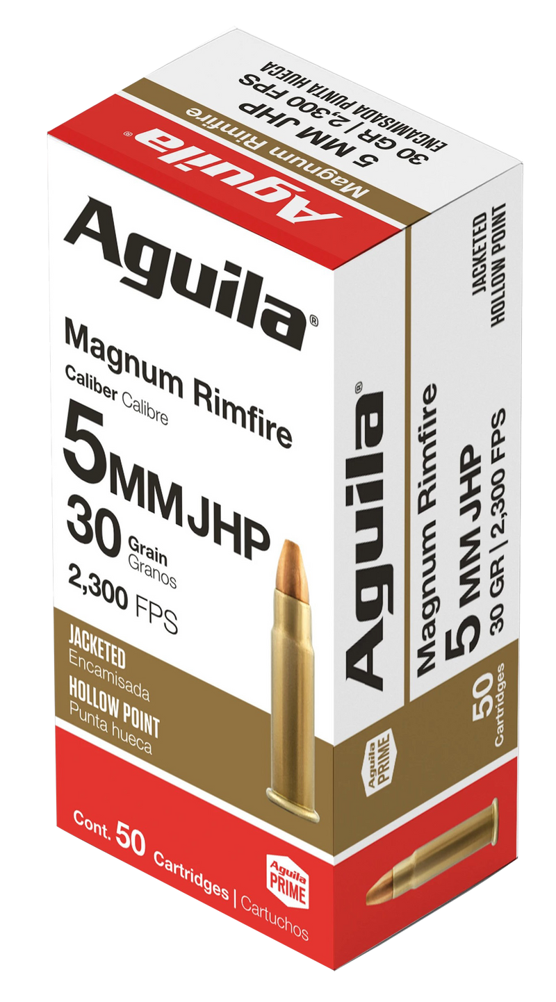 Aguila Brass 5mm Remington Magnum 30gr JHP 50 Round Box - 1B222406