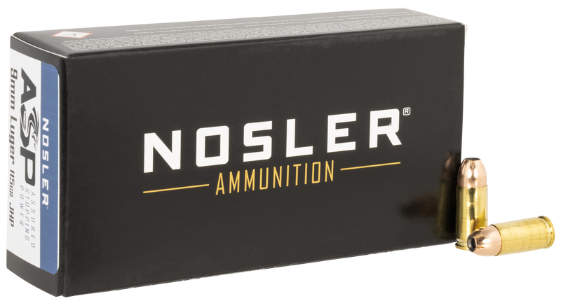 Nosler Assured Stopping Power 9mm Luger 115gr Jacketed Hollow Point Handgun Ammo, 50/Box - 51017