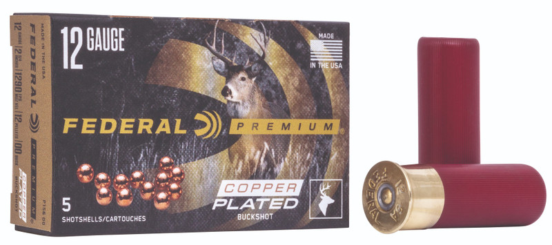 Federal Premium Vital-Shok Plastic 12 Gauge 00 Buck 12 Pellet 5 Round Box - P15600