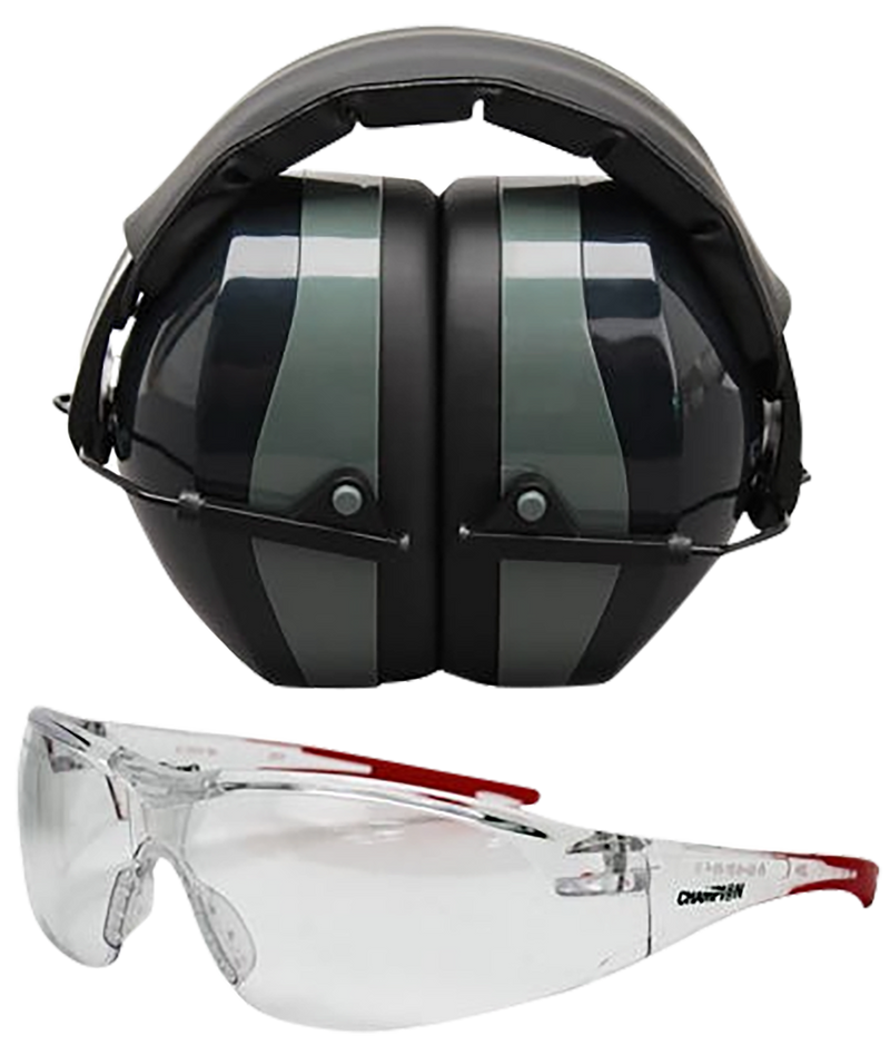 Champion Eyes & Ears Combo Hearing Protection and Shooting Glasses, Black/Gray - 40622