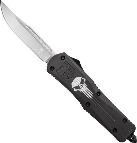 Cobratec Large FS3 Punisher OTF Knife, Black - LBPUNFS3DNS