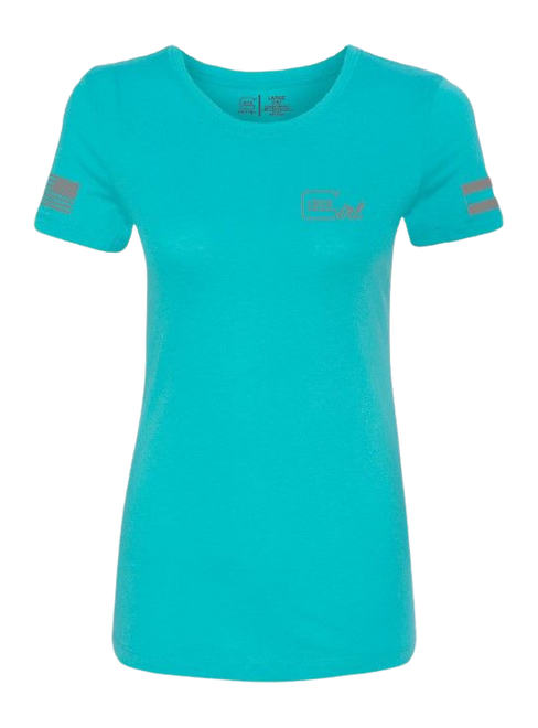 Glock Girl Flag Tee Shirt, Teal - AP96446