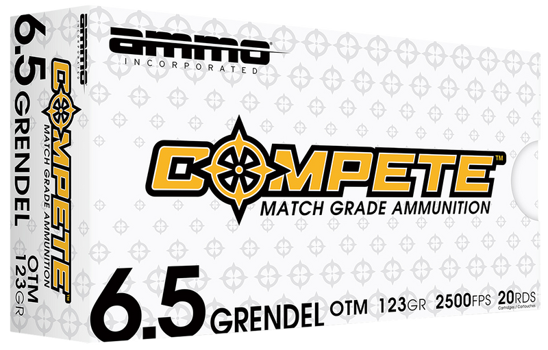 Ammo Inc Compete 6.5 Grendel 123gr Open Tip Match Rifle Ammo, 20 Round Box - 65GR123BTHPA20
