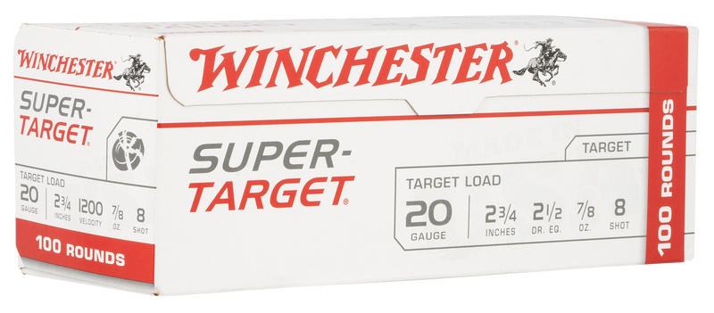 Winchester Super-Target Lead 20 Gauge 2.75" 7/8oz #8 Shot 100 Round Box - TRGT208VP