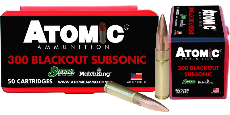 Atomic Ammunition 300 Blackout 220gr Subsonic Hollow Point Boat Tail Rifle Ammo, 50rd Box - 00465
