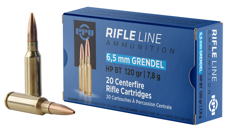 PPU 6.5 Grendel 120gr Hollow Point Boat Tail Rifle Ammo, 20/Box - PP6GH