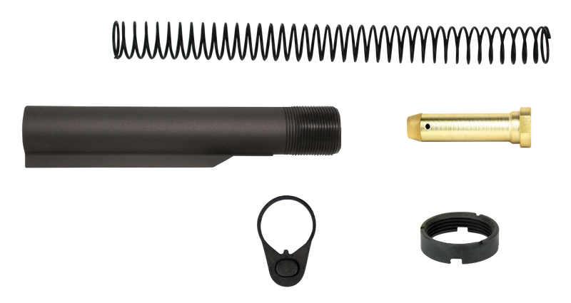 TacFire AR-15 6-Position Mil-Spec Buffer Tube Kit with End Plate, Black Anodized - MAR047A