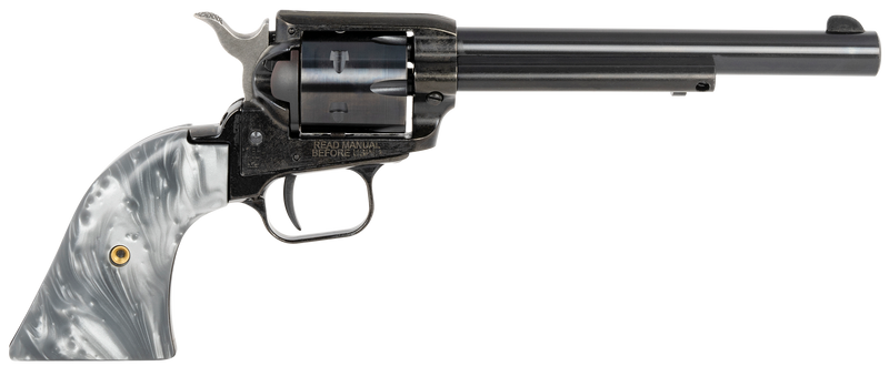 Heritage Rough Rider .22 LR 6.5" 6rd Revolver, Blued/Black with Gray Pearl Grips - RR22B6GPRL