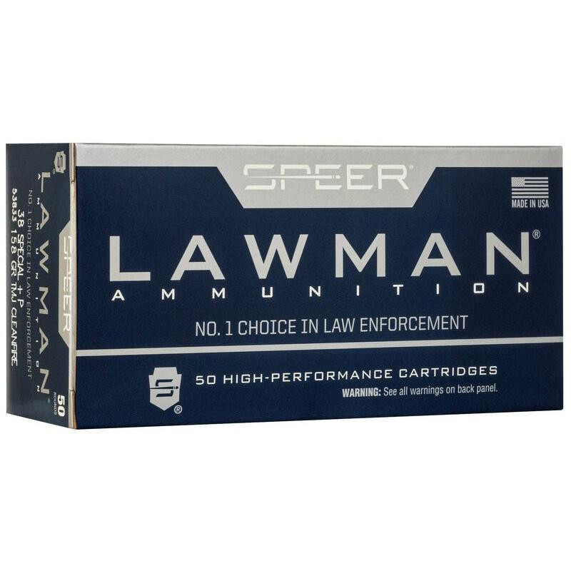 Speer Lawman Clean-Fire .38 Spl +P 158gr TMJ Handgun Ammunition 50/ct - 53833