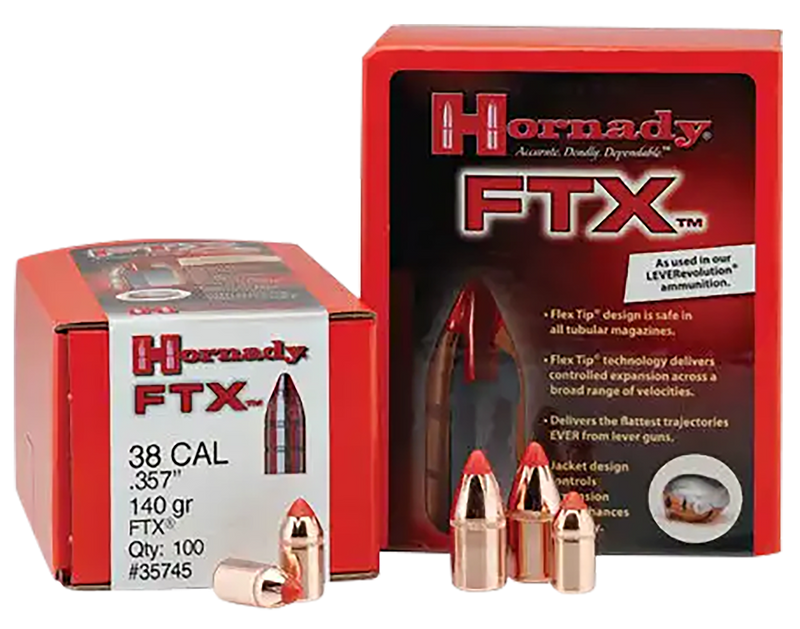 Hornady FTX .45 Caliber .452" 225 gr Flex Tip Expanding Bullets - 45218
