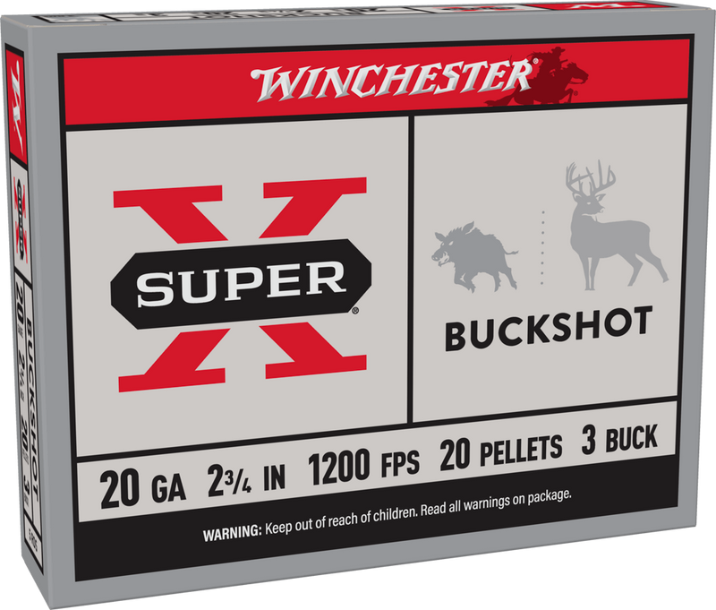 Winchester Super-X Plastic 20 Gauge 2.75" #3 Buck 20 Pellets 5 Round Box - XB203