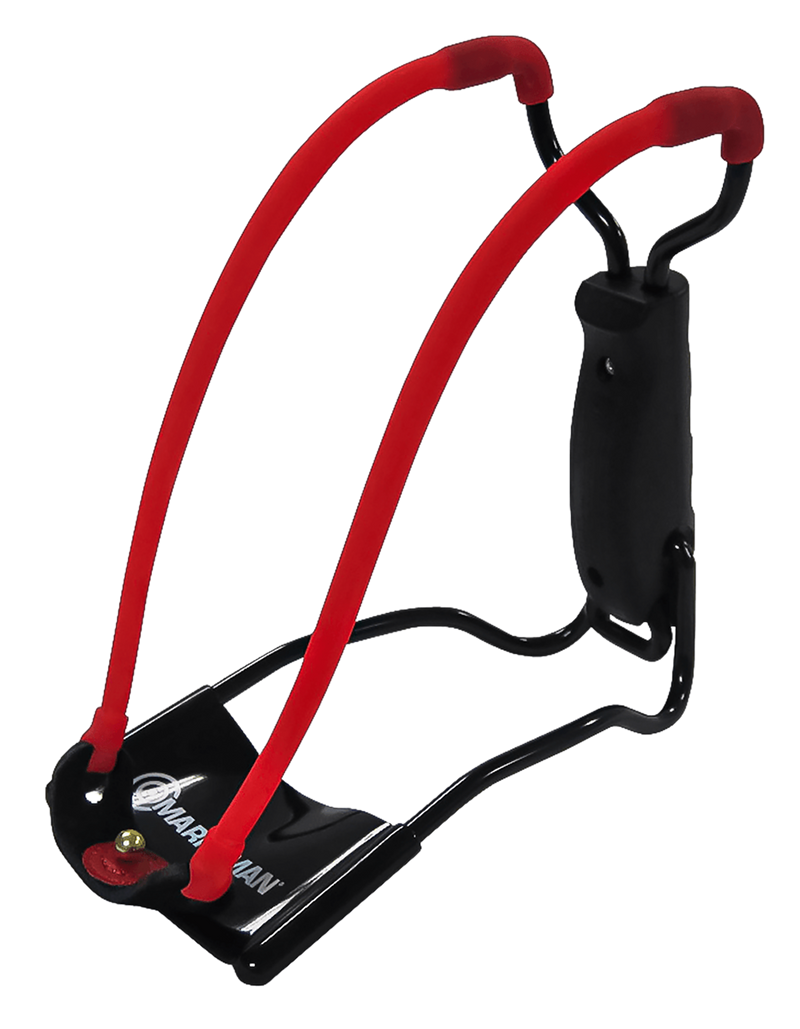 Marksman Folding Slingshot Red Hyper-Velocity Band Black Molded Handle - 3055