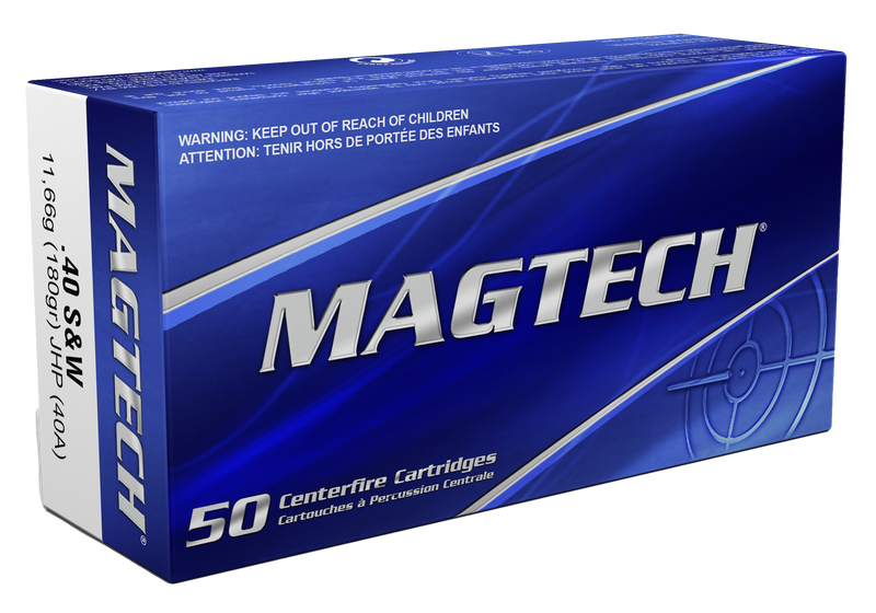Magtech 40 S&W 180gr Jacketed Hollow Point Handgun Ammunition, 50/Box - 40A