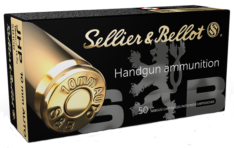 Sellier & Bellot 10mm Auto 180 gr Jacketed Hollow Point Handgun Ammo, 50rd Box - SB10B