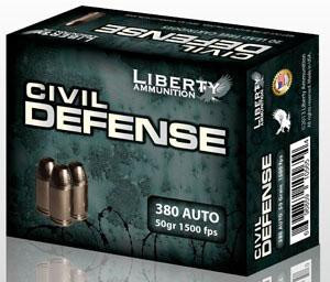 Liberty Ammunition Civil Defense 380 ACP 50gr Lead Free Fragmenting Hollow Point Handgun Ammo, 20 Round Box - LACD380023