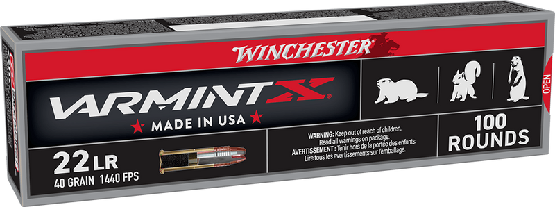 Winchester Super-X Brass .22 LR 40gr Hyper Velocity Plated HP 100 Round Box - XHV22LR