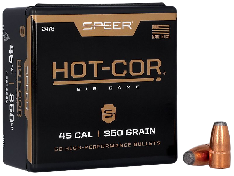 Speer Hot-Cor .45 Caliber 350gr Soft Point Flat Nose Reloading Bullets - 2478