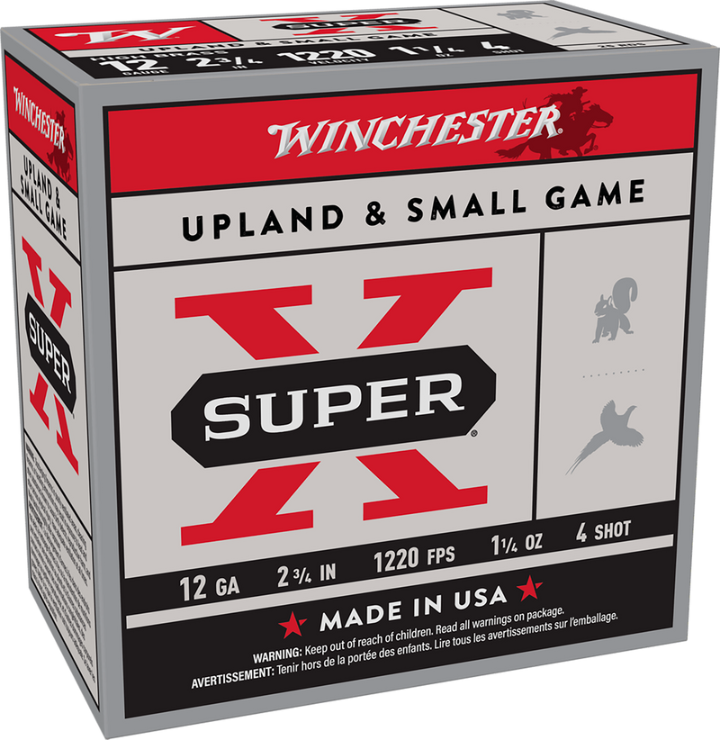 Winchester Super-X Plastic 12 Gauge 2.75" #4 Lead 25 Round Box - X12P4