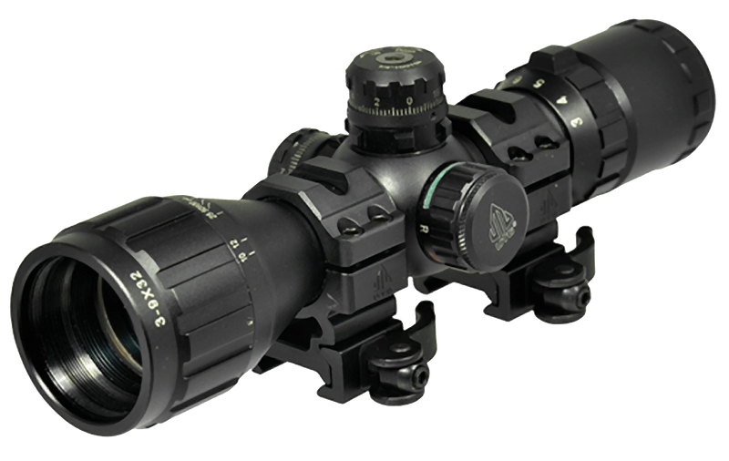 Leapers UTG BugBuster 3-9x32mm Rifle Scope, 1" Tube Illuminated Red/Green Mil-Dot Reticle, Black - SCP-M392AOLW