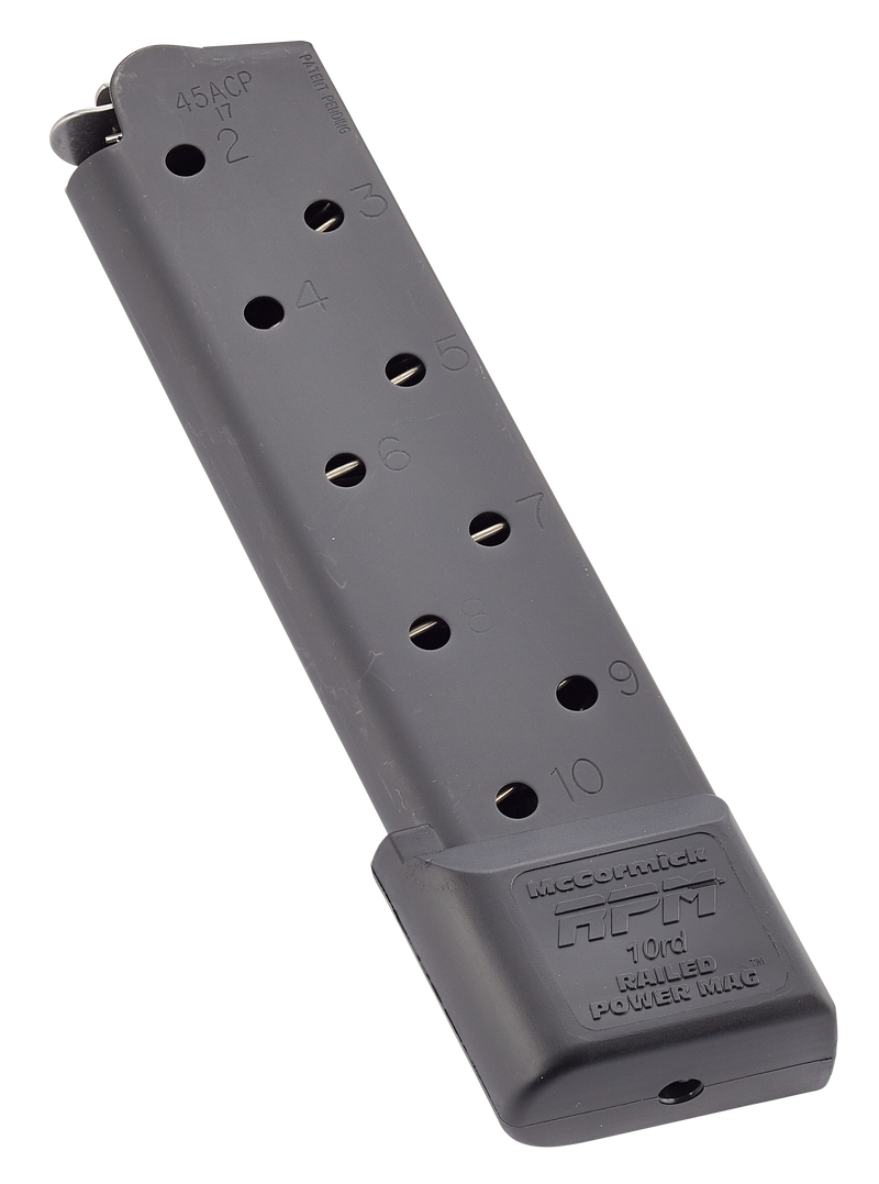 Chip McCormick Power Mag Railed .45 ACP 10rd Handgun Magazine, Black - MRPM45FS10B